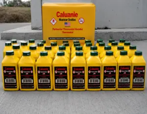 Wholesale bulk supply of Caluanie Muelear Oxidize yellow bottles with dark green caps and branded carton